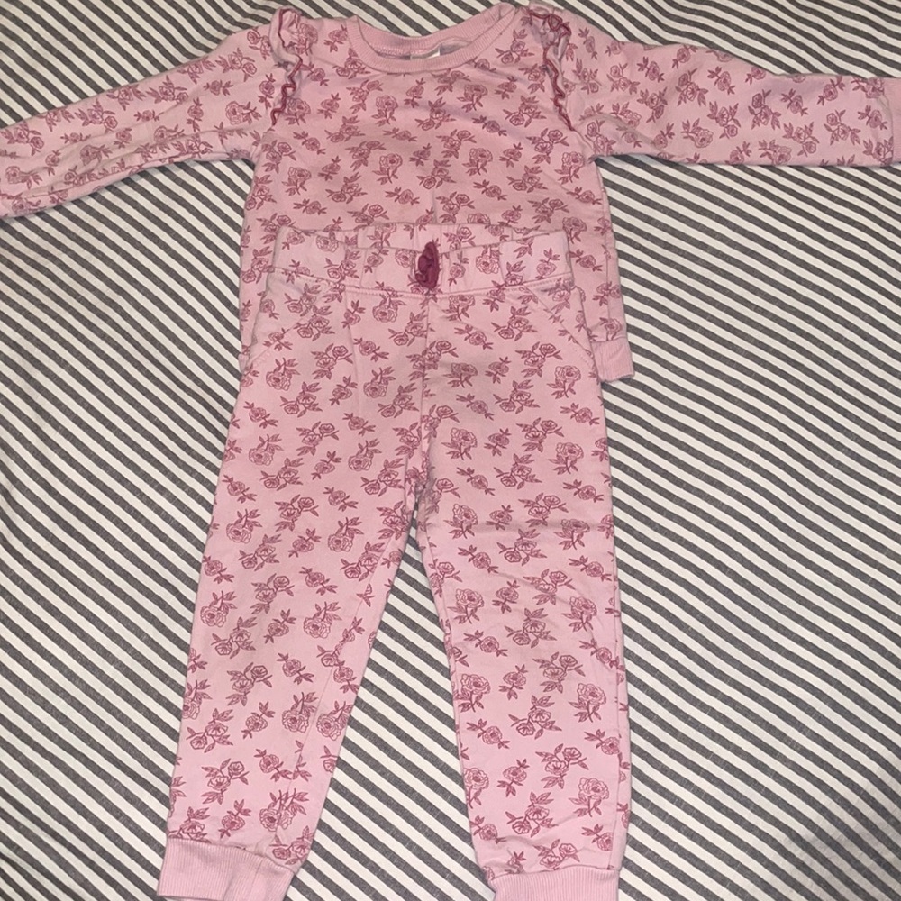 3T pink rose sweatsuit